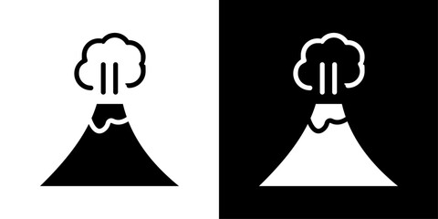 Volcano icons vector set in solid flat style