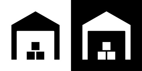 Warehouse icons vector set in solid flat style
