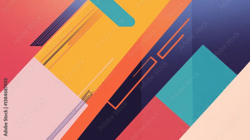 Poster abstract design with vibrant colors and geometric patterns representing fusion of technology and edu