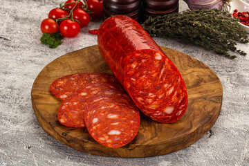 Italian Chorizo sausage with slices