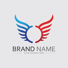 Wings logo and animal wings icon sign stock logo design graphic illustration