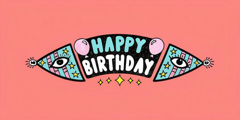 Stylish Happy Birthday text with Balloons cartonic