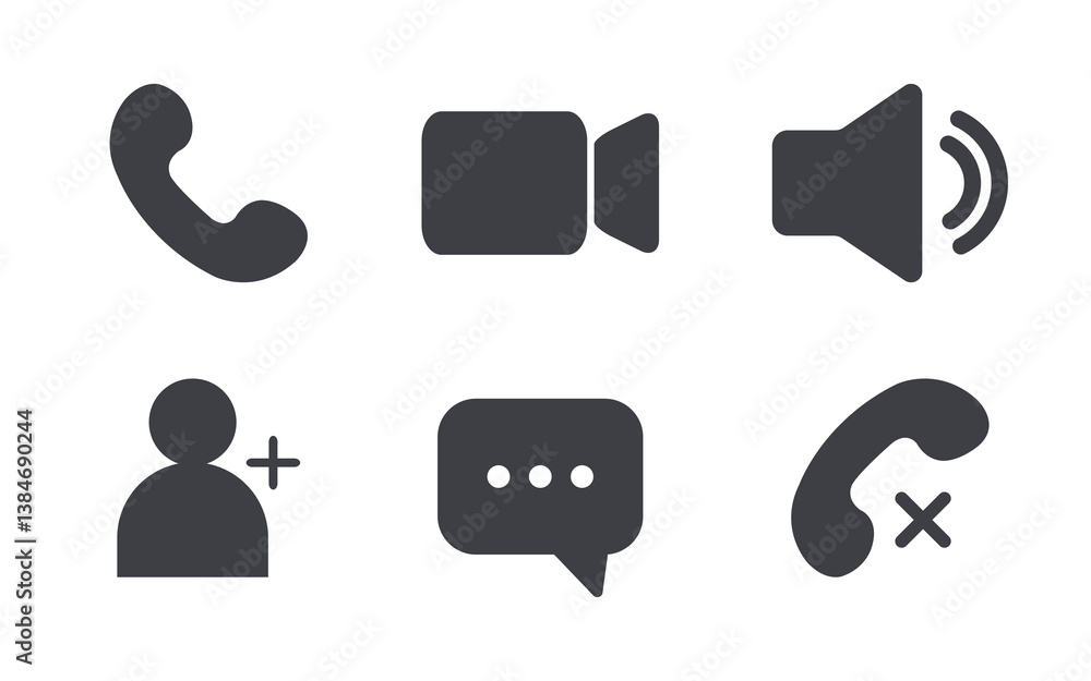 Fototapete icon videocall collection. set of video communication elements. web app ui display template. buttons