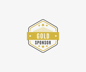 Hexagon Gold Sponsor Badge, vector illustration