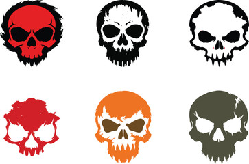 Fototapeta premium set of skull and crossbones vector icons, set of skulls, skull and crossbones on white background.