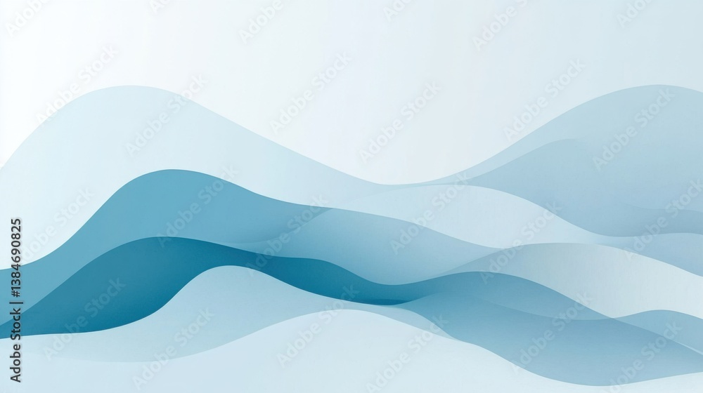 Poster illustration design element for presentation background with abstract wave patterns, in soft blues a