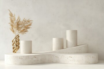 Podium with gold spiral accents