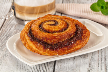Homemade cinnabon swirl pastry with cinnamon