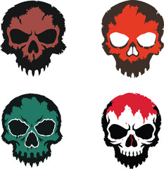 set of skull and crossbones vector icons, set of skulls, skull and crossbones on white background, skull and bones.