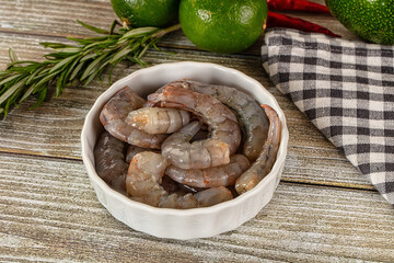 Raw peeled shrimp for cooking