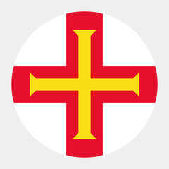 Guernsey circle flag. Button flag icon. Standard color. Circle icon flag. Computer illustration. Digital illustration. Vector illustration.