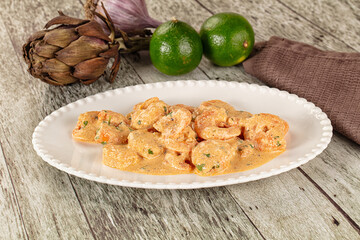 Prawn in white cream sauce
