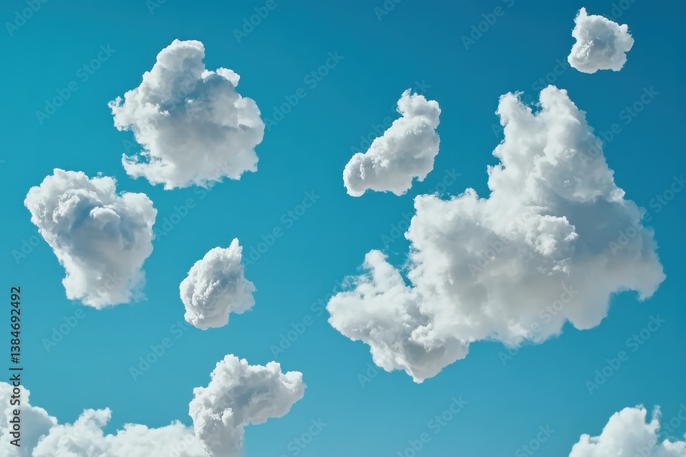 Poster timelapse of white clouds drifting across a clear blue sky during a sunny afternoon, time-lapse shot