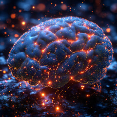 A digital brain composed of interconnected neural pathways and glowing data points, symbolizing advanced AI technology
