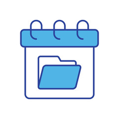 Calendar With Folder icon isolated on a white background. Vector illustration.