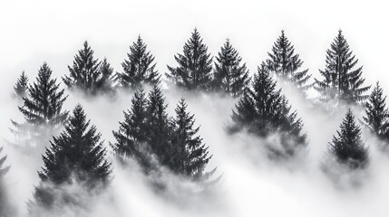 Obraz premium Misty Mountain Pine Forest.