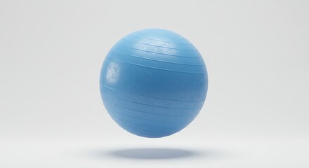 Simple Studio Shot of a Blue Exercise Ball Hovering Above the Ground