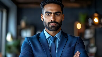 Obraz premium Leaning subtly on a glass partition, a confident professional evokes readiness for seamless collaboration across organizational segments. Intense contrast highlights the carefully tailored suit, 