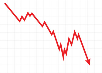 Red Business Arrow Graph Going Down Through Volatility Representing Loss and Decline in Unpredictable Times