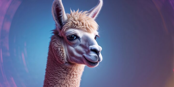 A stunning side profile image of an adult llama animal