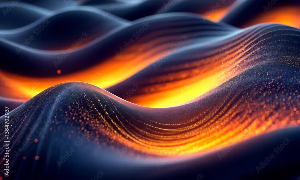 Poster abstract fluid wave with glowing orange lines flowing smoothly motion background