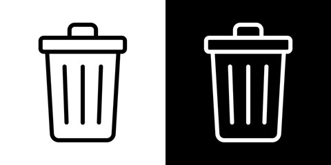 Bin icons vector set in stroke line style