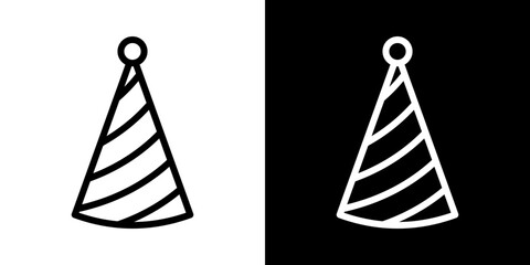 Birthday hat icons vector set in stroke line style