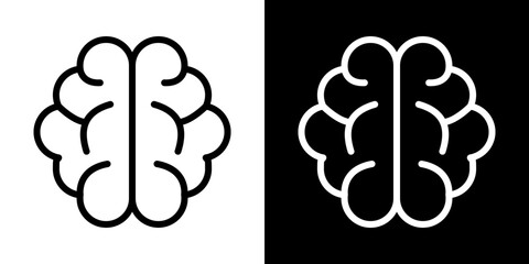 Brain icons vector set in stroke line style