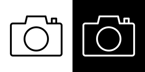 Camera icons vector set in stroke line style