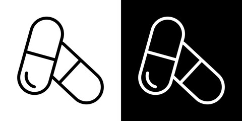 Capsule icons vector set in stroke line style
