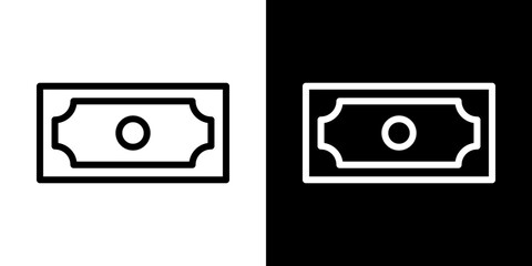 Cash icons vector set in stroke line style