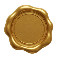 Gold stamp isolated on white. Gold blank wax seal concept. 3d rendering