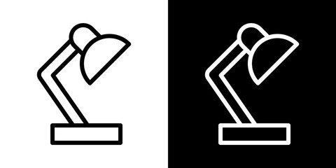Desk lamp icons vector set in stroke line style