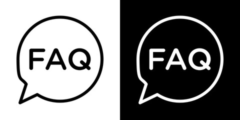 FAQ icons vector set in stroke line style