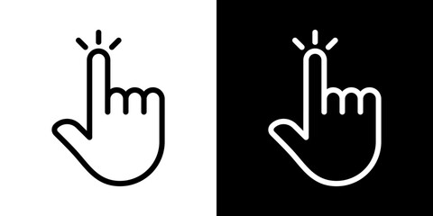 Hand click icons vector set in stroke line style