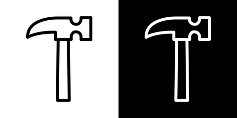 Hammer icons vector set in stroke line style