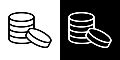Money coin icons vector set in stroke line style