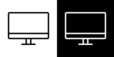 Monitor icons vector set in stroke line style