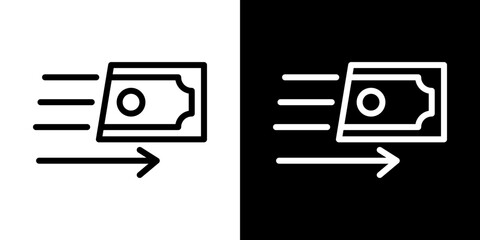 Money transfer icons vector set in stroke line style