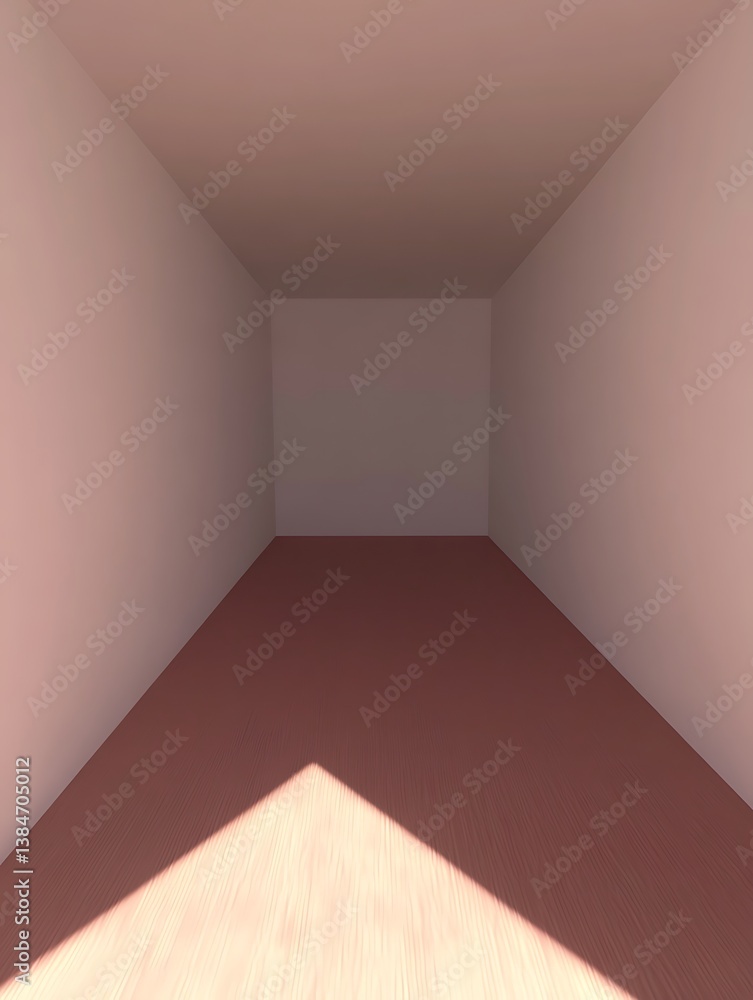 Poster abstract interior scene rendering with shadow triangle on the floor inside a room