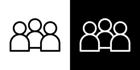 People group icons vector set in stroke line style
