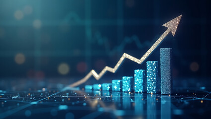 Growth business graph finance data diagram concept on stock market background with financial investment economy analysis chart or increase profit economic strategy success goal motivation development
