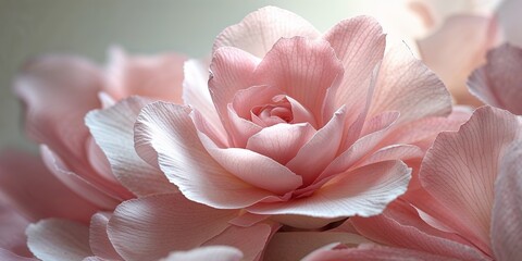 Soft pink petals overlapping in abstract floral closeup with gentle lighting.