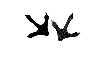 Birds paw prints, black isolated silhouette