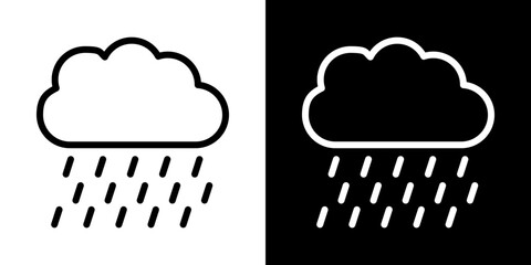 Rain icons vector set in stroke line style