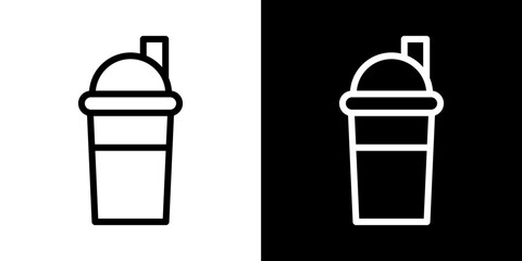 Protein shake icons vector set in stroke line style