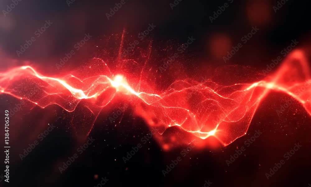 Aufkleber dynamic red energy waveform visuals for futuristic designs and technological concepts