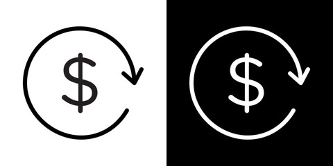 Refund icons vector set in stroke line style