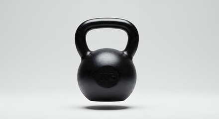 Minimalist kettlebell on white background, emphasizing strength and fitness routine
