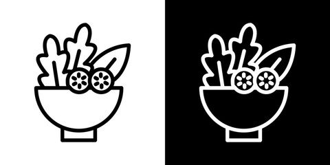 Salad icons vector set in stroke line style